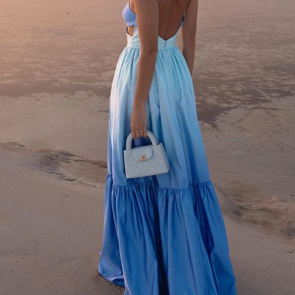 Commense Blue Ombré Backless Cutout Cami Long Maxi Dress - Picture 9 of 9